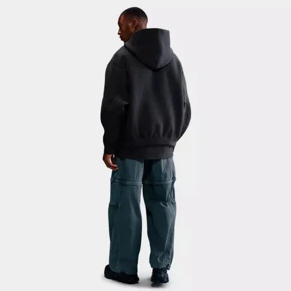 Nike Tech Oversized Fleece Hoodie Mens Gray Kangaroo Pocket Pullover JAX1056
